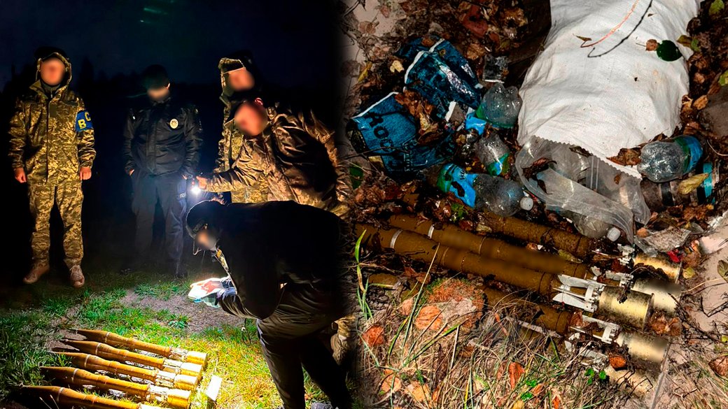 Боєприпаси до гармати у чагарнику  - біля військової частини на Рівненщині