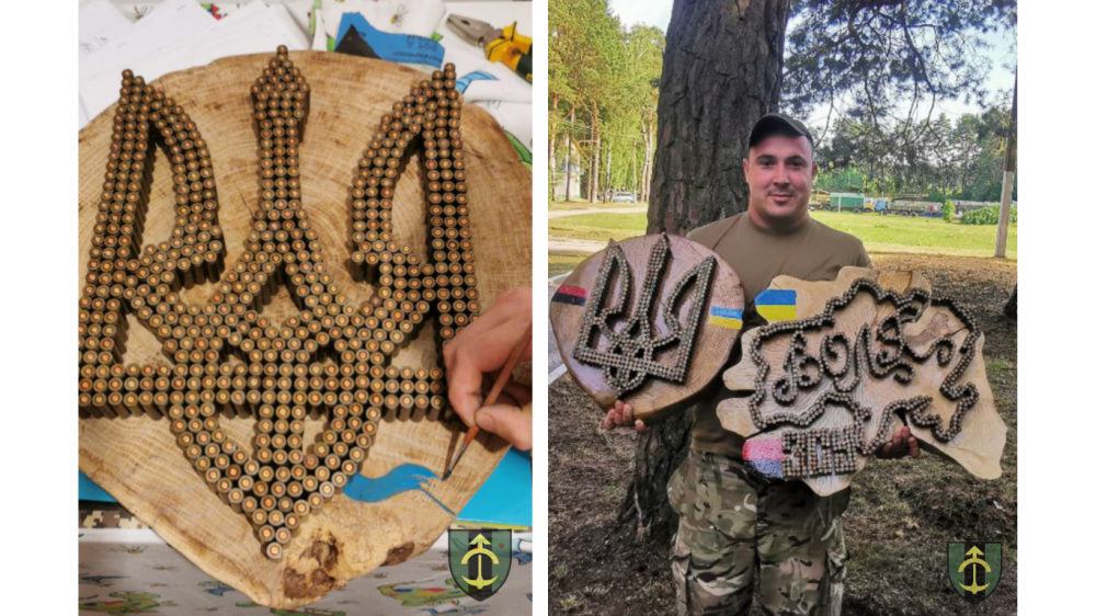 Боєць із Рівненщини виготовив карту України з гільз