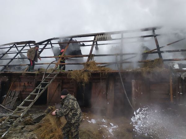 На Дубровиччині вогнеборці рятували господарську будівлю із сіном (ФОТО)