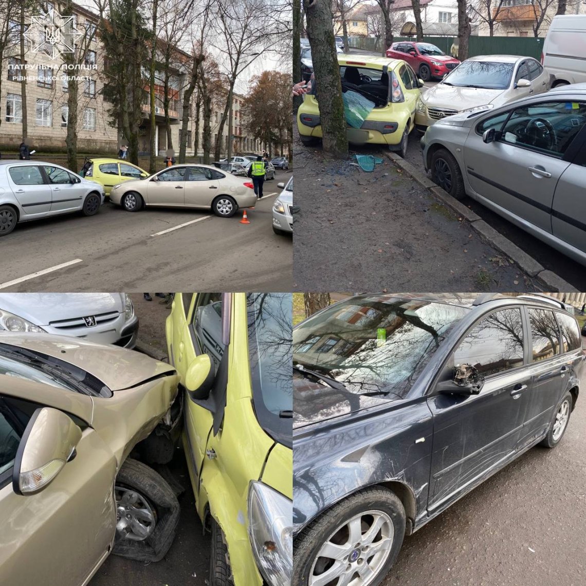 Нетверезий водій об’їжджав перешкоду і зачепив чотири припаркованих автомобілі