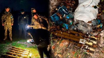 Боєприпаси до гармати у чагарнику  - біля військової частини на Рівненщині