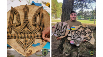 Боєць із Рівненщини виготовив карту України з гільз
